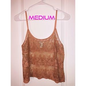 Forever 21 Tan lace spaghetti strap top